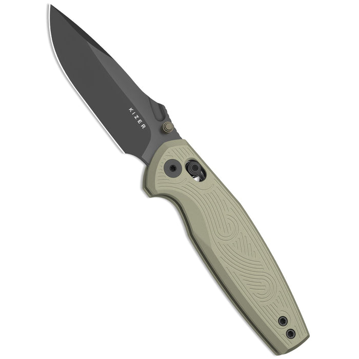 Kizer V3791A1 Khamsin (Nitro-V, Drop Point, Gray PVD Stonewashed, Aluminum, Clutch Lock) Pocket Knife