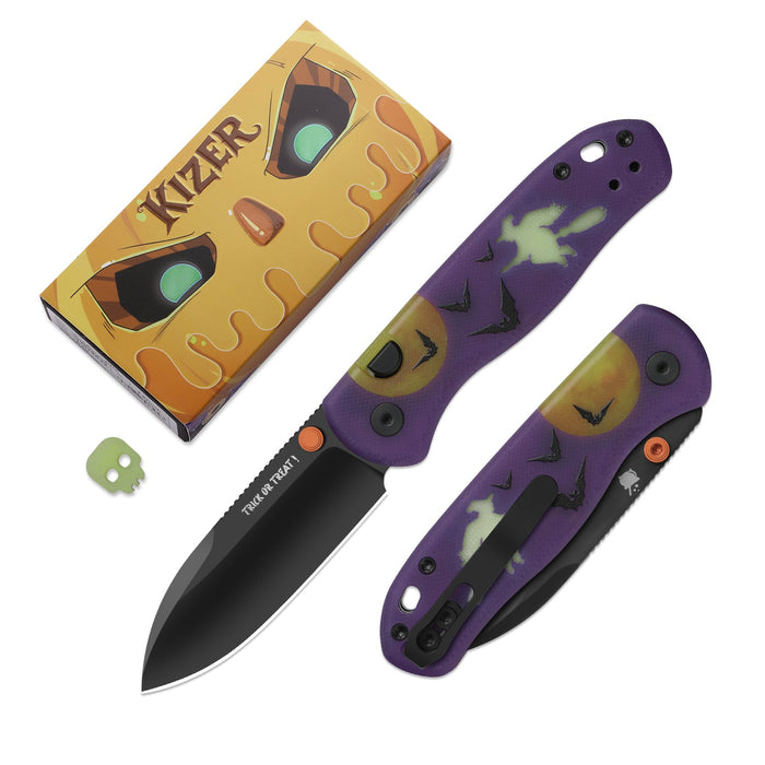 Kizer Ki3619HW2 Drop Bear (ELMAX, Drop Point, Matte DLC Ultra, GID G10, Button Liner Lock) Folding Pocket Knife