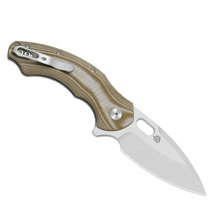 Kizer V4477BDA1 Roach XL (14C28N, Drop Point, Satin, Norplex UltreX Micarta, Button Liner Lock) Pocket Knife
