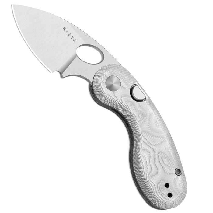 Kizer V2742A11 Microbe (14C28N, Drop Point, Satin, Glass Fiber, Button Liner Lock) Pocket Knife