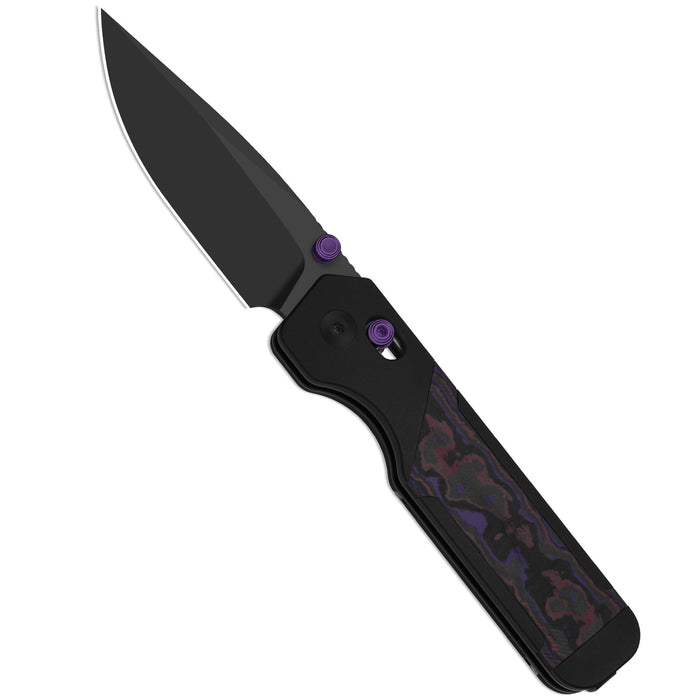 Kizer Ki3634.31CDA1 Militaw 315 (Elmax, Drop Point, Matte DLC Ultra, Aluminum & FatCarbon Purple Haze, Clutch Lock) Pocket Knife