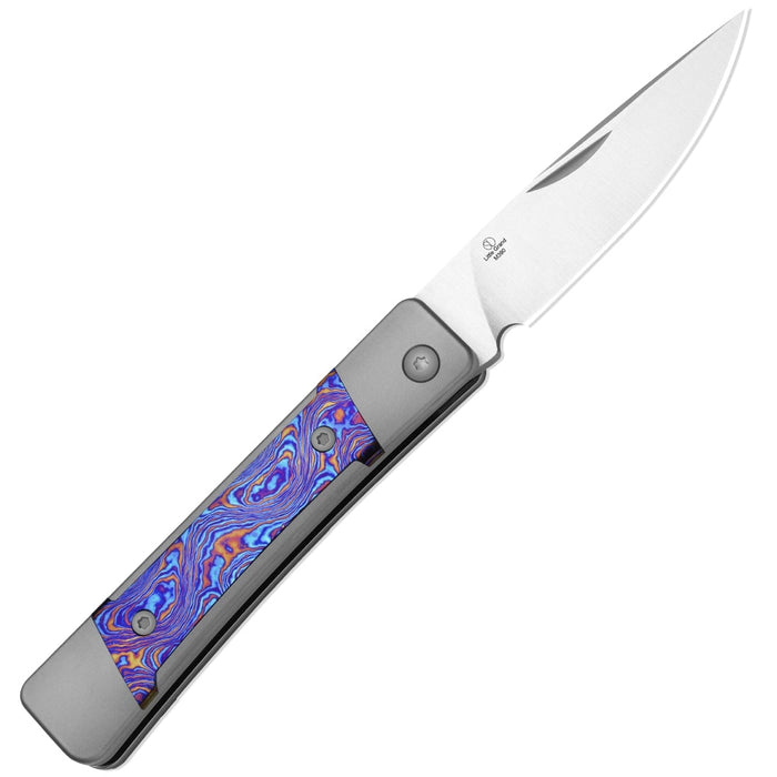 Kizer Ki2670A3 Little Grand (M390, Drop Point, Satin, Titanium/Damascus) Slip Joint Pocket Knife