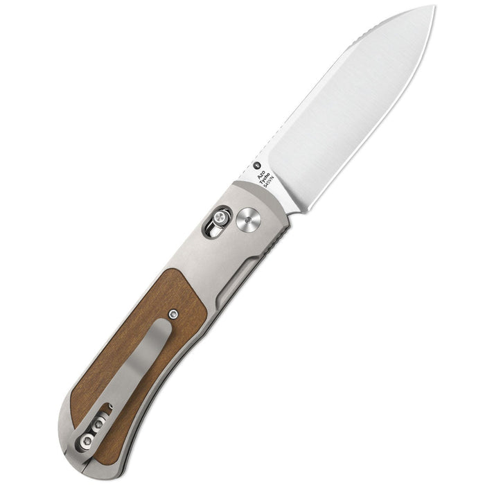 Kizer Ki4761A1 Tycho (S45VN, Drop Point, Satin, Titanium/Wood) Pocket Knife