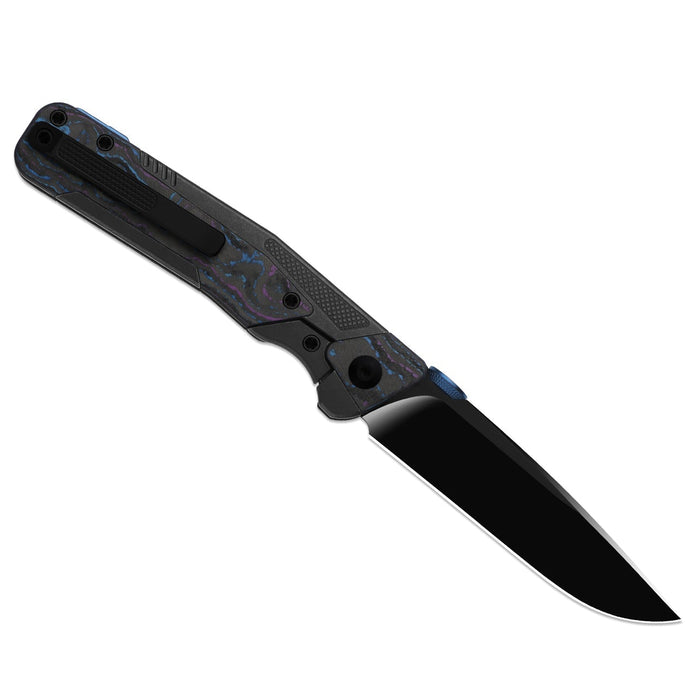 Kizer Ki3745A1 Sable Chief (K390, Drop Point, Matte DLC Ultra, Titanium & CamoCarbon Damtanium, Frame Lock) Pocket Knife