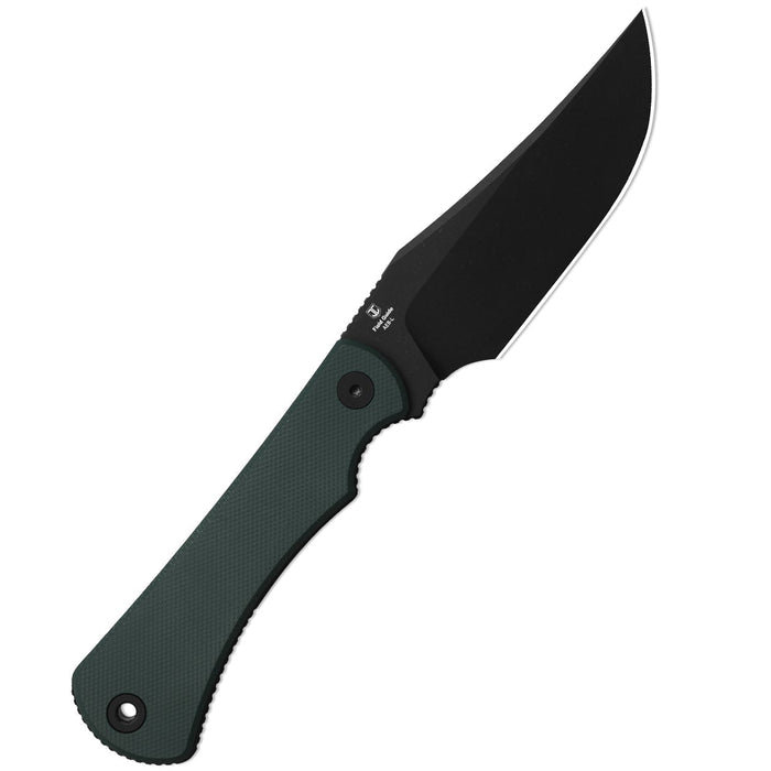 Kizer 1117A2 Field Guide (AEB-L, Black PVD Coating & Stonewashed, Trailing Point, Norplex UltreX G10, Green) Fixed Blade Knife