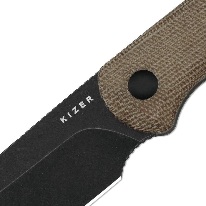 Kizer 1093A2 Drop Bear Fix (AEB-L, Sheepsfoot, Stonewashed, Micarta) Fixed Blade Knife