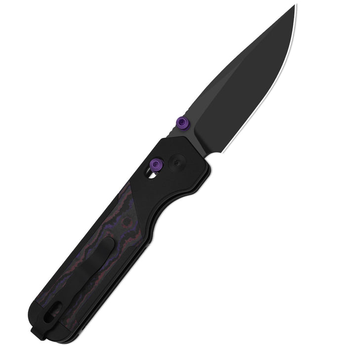 Kizer Ki3634.31CDA1 Militaw 315 (Elmax, Drop Point, Matte DLC Ultra, Aluminum & FatCarbon Purple Haze, Clutch Lock) Pocket Knife