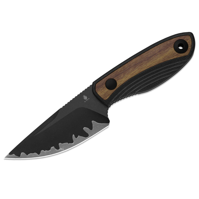 Kizer 1134A1 Finch (3-Layer Composite Steel, Drop Point, Acid-Washed, Black G10 & Mkuruti Wood) Fixed Blade Knife