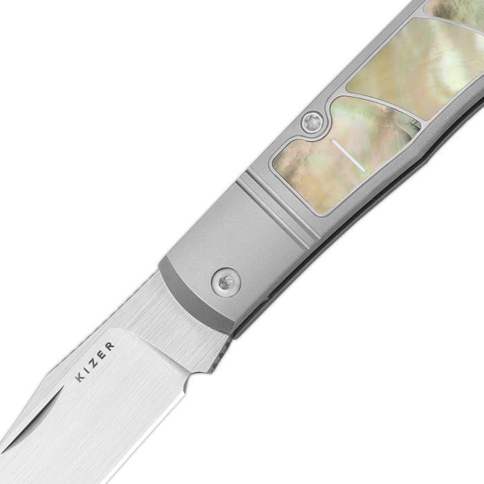 Kizer Ki3761A3 Trestle (S45VN, Clip Point, Brushed, Titanium/Carbon Fiber) Slip Joint Pocket Knife