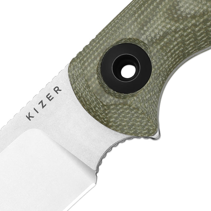 Kizer 1101A2 Drop Bear Fix 3 (14C28N, Drop Point, Stonewashed, Micarta) Fixed Blade Knife