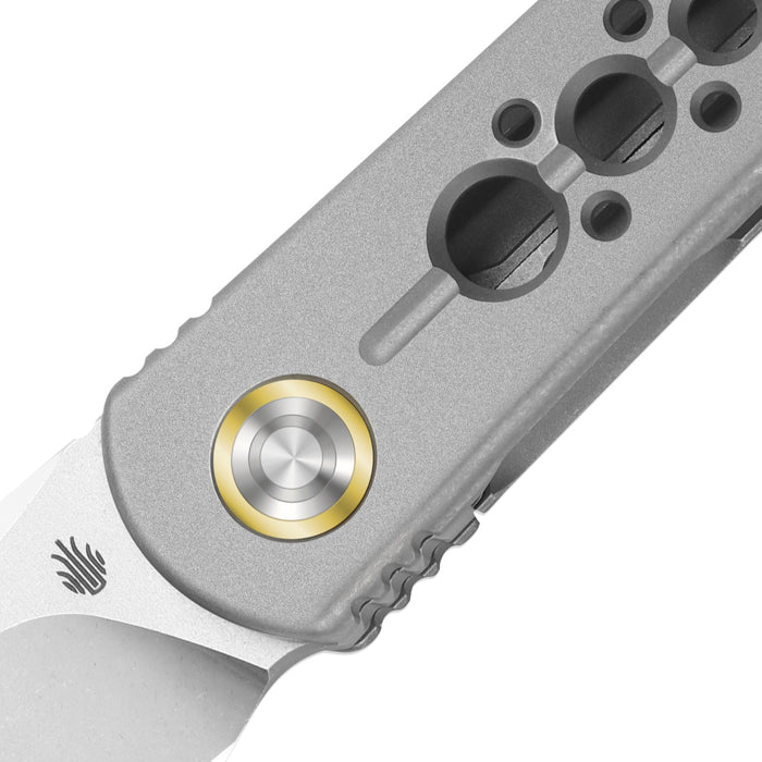 Kizer ZX-3499.2A1 Feist 2x Series (M390, Stonewashed, Titanium, Reverse Tanto) Pocket Knife