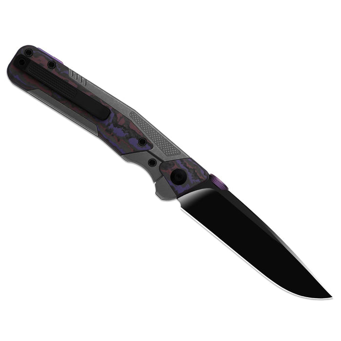 Kizer Ki3745A2 Sable Chief (K390, Drop Point, Matte DLC Ultra, Titanium & FatCarbon Purple Haze, Frame Lock) Pocket Knife