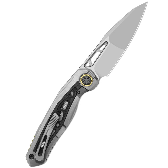 Kizer ZX-FK07A1 Lupercalia (M390, Stonewashed & Flat Brushed, Drop Point, Titanium & Carbon Fiber, Gray & Black) Folding Knife