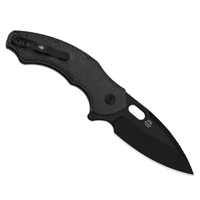 Kizer V4477BDA2 Roach XL (14C28N, Drop Point, Black PVD, Stonewashed, Micarta, Button Liner Lock) Pocket Knife
