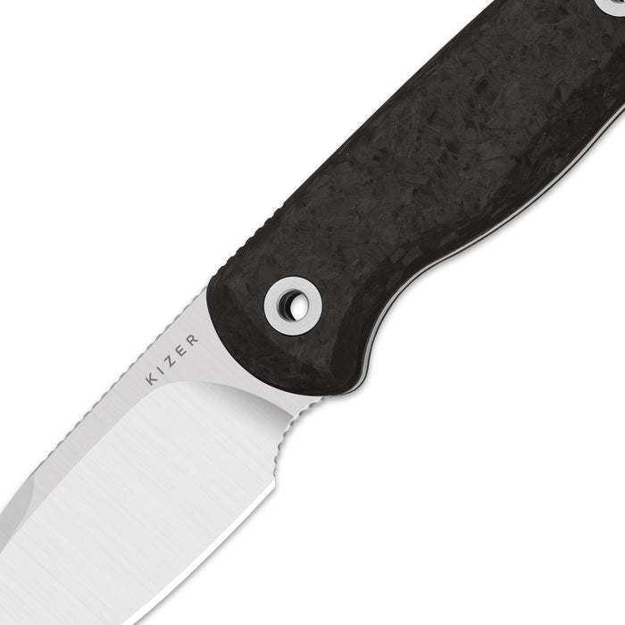 Kizer 1094A3 Drop Bear Fix (M390, Drop Point, Satin, Carbon Fiber) Fixed Blade Knife