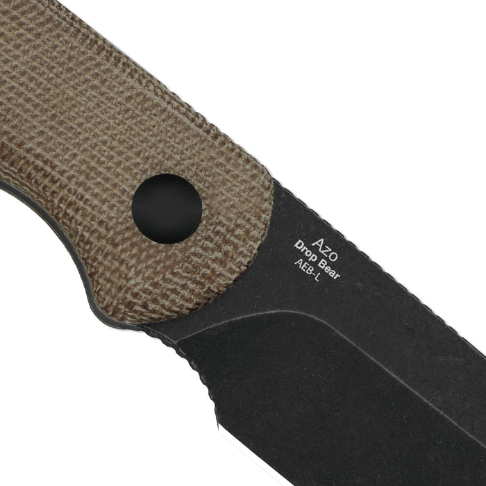 Kizer 1093A2 Drop Bear Fix (AEB-L, Sheepsfoot, Stonewashed, Micarta) Fixed Blade Knife
