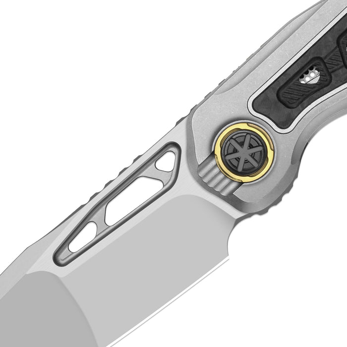 Kizer ZX-FK07A1 Lupercalia (M390, Stonewashed & Flat Brushed, Drop Point, Titanium & Carbon Fiber, Gray & Black) Folding Knife