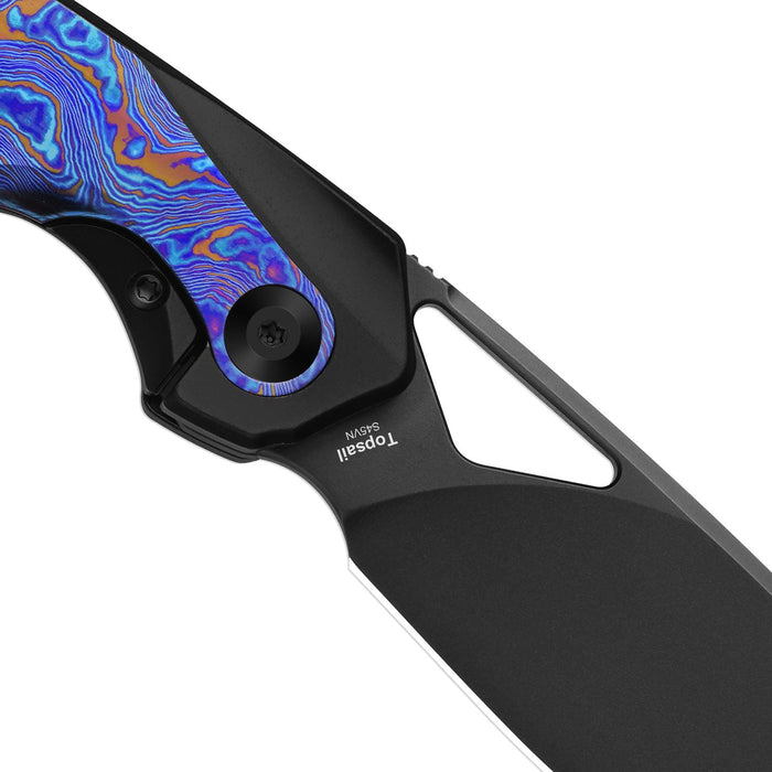 Kizer Ki3735A2 Topsail (S45VN, Drop Point, DLC, Titanium/Timascus) Pocket Knife