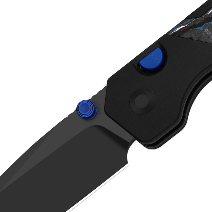 Kizer Ki3634.31BDA1 Militaw 315 (M390, Drop Point, Matte DLC Ultra, Aluminum & FatCarbon Nebula, Button Liner Lock) Pocket Knife