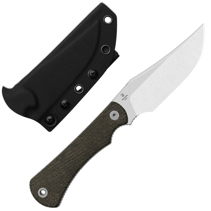 Kizer 1117A1 Field Guide (AEB-L, Satin, Trailing Point, Norplex UltreX Micarta, Brown) Fixed Blade Knife