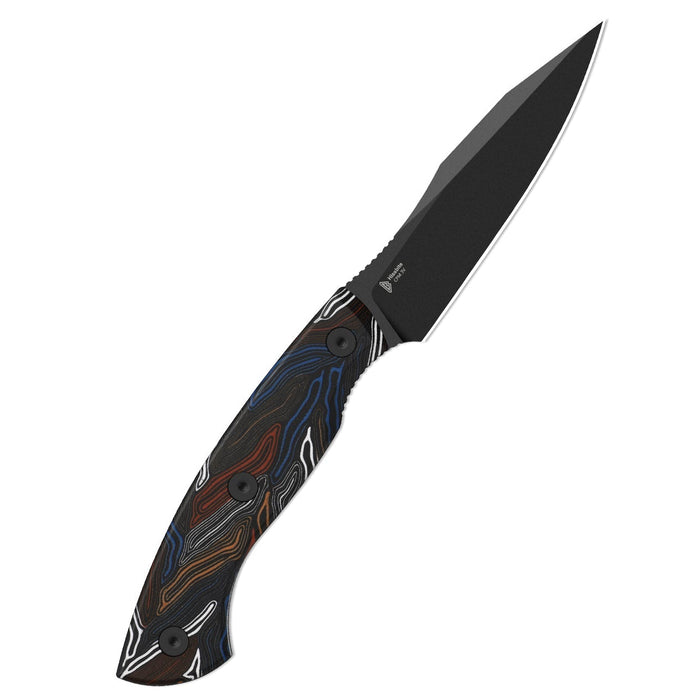 Kizer 1109A1 Hissbite (CPM 3V, Drop Point, Black Coating, Damascus G10) Fixed Blade Knife
