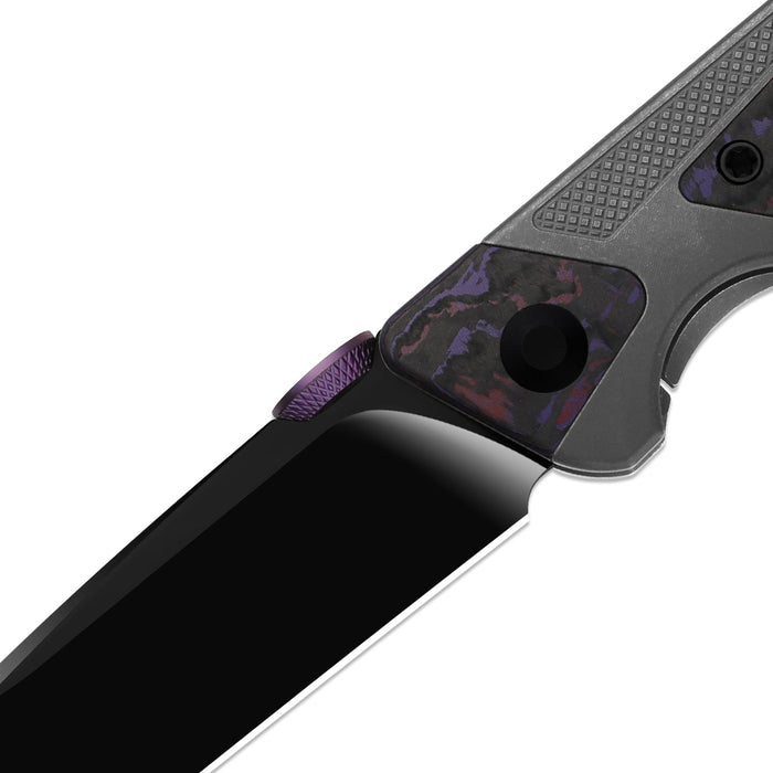 Kizer Ki3745A2 Sable Chief (K390, Drop Point, Matte DLC Ultra, Titanium & FatCarbon Purple Haze, Frame Lock) Pocket Knife
