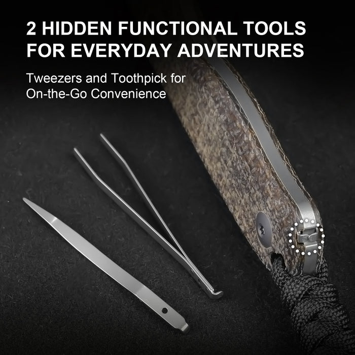 Kizer 1094A1 Drop Bear (14C28N, Drop Point, Stonewashed, Micarta) Fixed Blade Knife