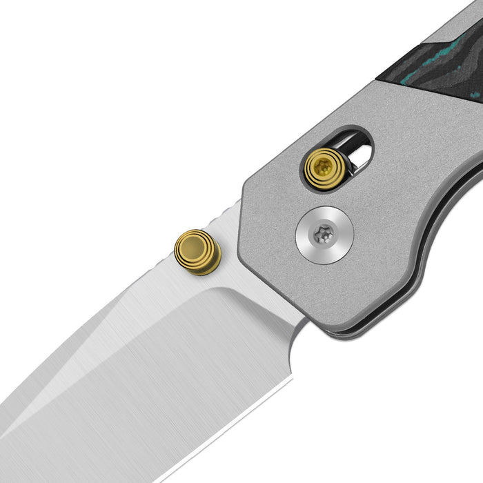 Kizer Ki3634.31CDA2 Militaw 315 (Elmax, Drop Point, Satin, Aluminum & Shipwreck CamoCarbon, Clutch Lock) Pocket Knife