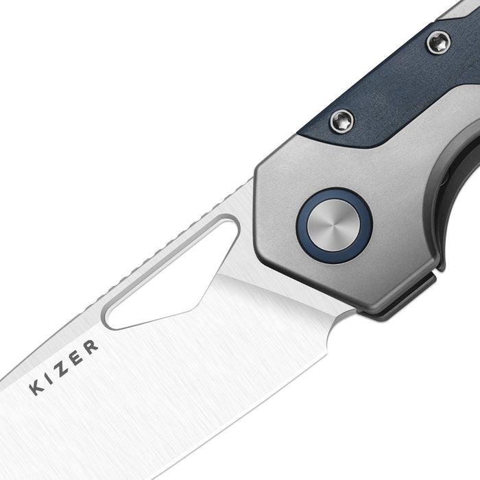 Kizer Ki3759FDA3 Serpentine (M390, Drop Point, Satin, Titanium/Blue Richlite) Pocket Knife