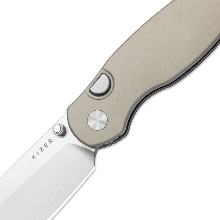 Kizer V3781BDA2 Phoca BD (14C28N, Drop Point, Satin, Aluminum, Button Liner Lock) Pocket Knife