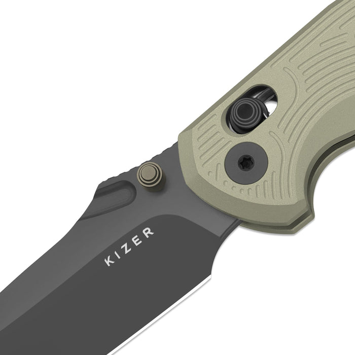 Kizer V3791A1 Khamsin (Nitro-V, Drop Point, Gray PVD Stonewashed, Aluminum, Clutch Lock) Pocket Knife