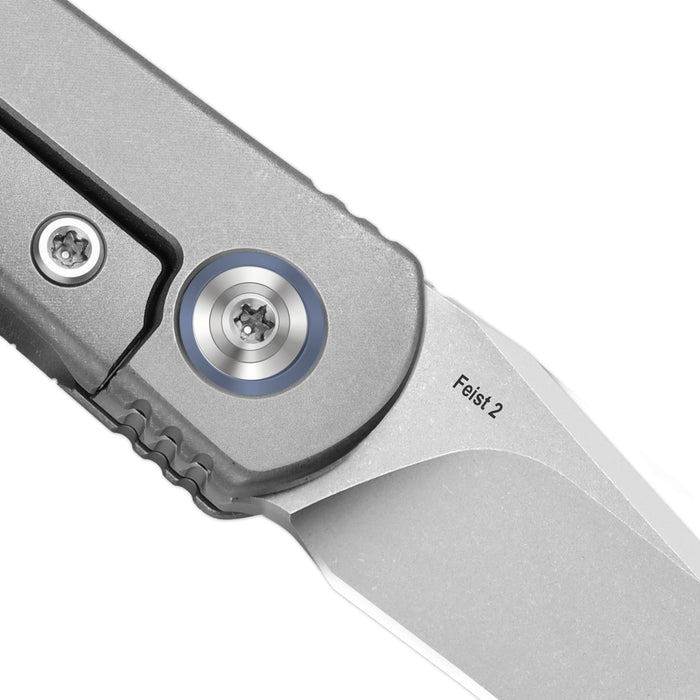 Kizer ZX-3499.2A2 Feist 2x Series (M390, Clip Point, Titanium, Stonewashed) Pocket Knife