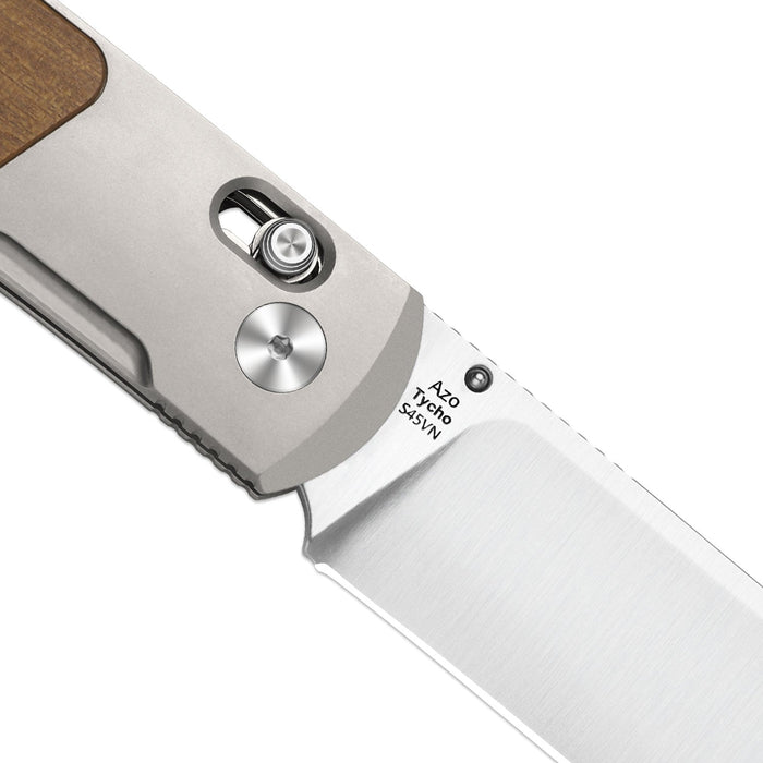 Kizer Ki4761A1 Tycho (S45VN, Drop Point, Satin, Titanium/Wood) Pocket Knife