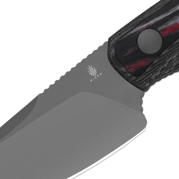 Kizer 1134A2 Finch (AEB-L, Drop Point, Gray PVD, Stonewashed, Micarta & Reconstituted Wood) Fixed Blade Knife