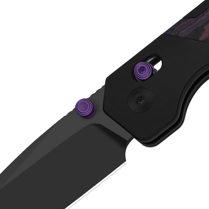 Kizer Ki3634.31CDA1 Militaw 315 (Elmax, Drop Point, Matte DLC Ultra, Aluminum & FatCarbon Purple Haze, Clutch Lock) Pocket Knife