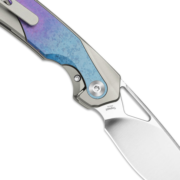 Kizer Ki3735A1 Topsail (S45VN, Drop Point, Satin, Crystallized Titanium) Pocket Knife