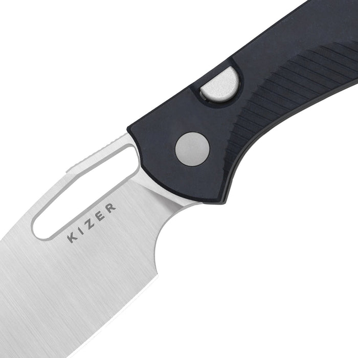 Kizer V3697A1 Masu (14C28N, Drop Point, Satin, Richlite Blue Canyon, Button Liner Lock) Folding Pocket Knife