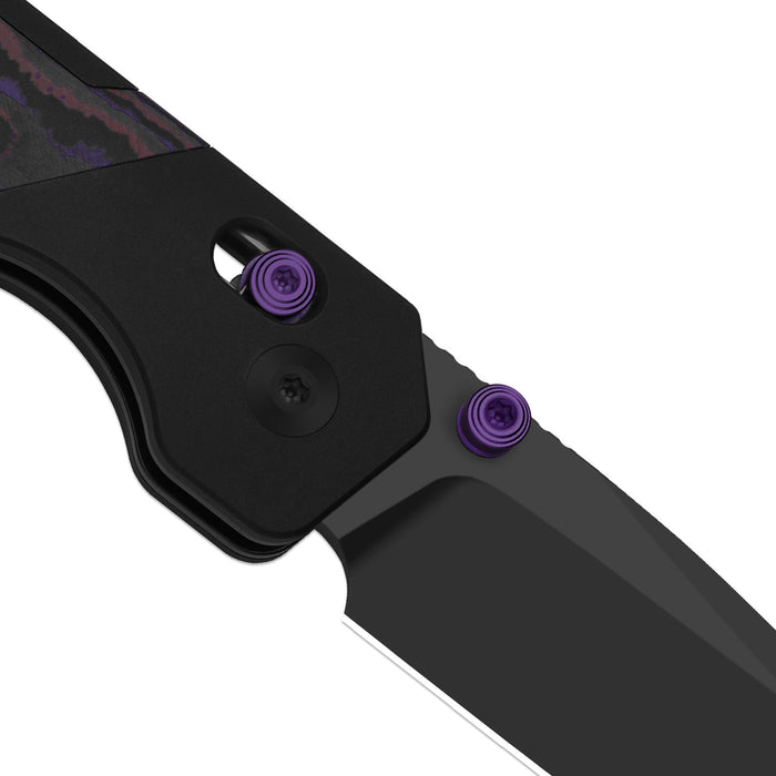 Kizer Ki3634.31CDA1 Militaw 315 (Elmax, Drop Point, Matte DLC Ultra, Aluminum & FatCarbon Purple Haze, Clutch Lock) Pocket Knife
