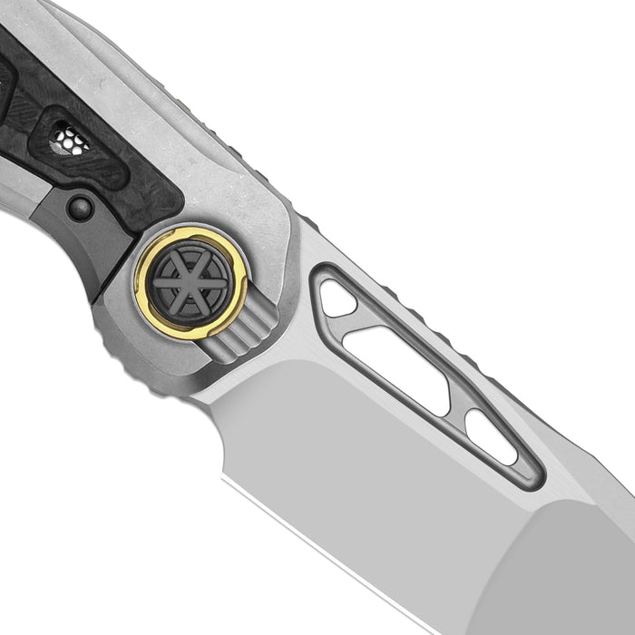 Kizer ZX-FK07A1 Lupercalia (M390, Stonewashed & Flat Brushed, Drop Point, Titanium & Carbon Fiber, Gray & Black) Folding Knife