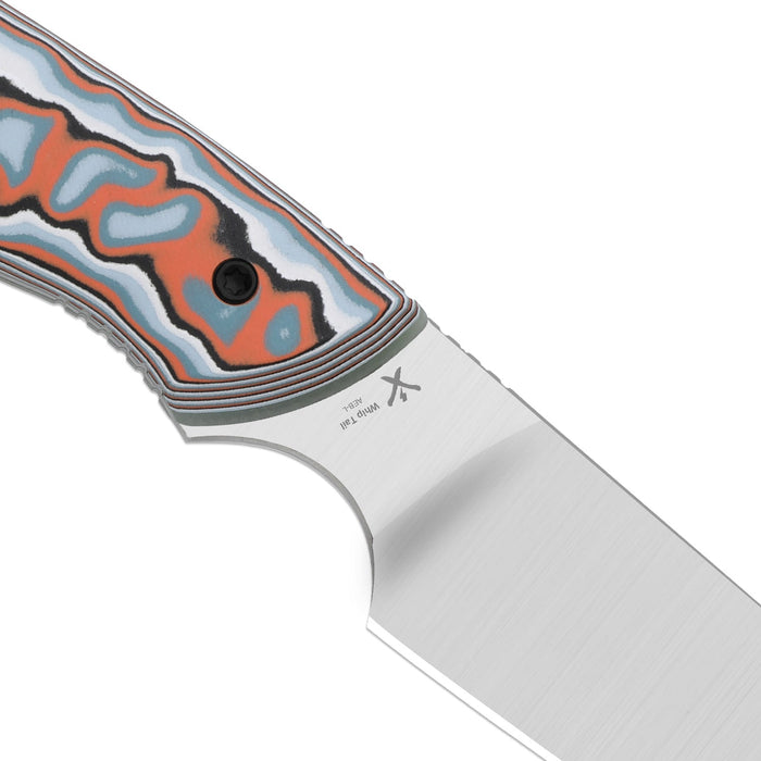 Kizer 1131A2 Whip Tail (AEB-L, Sheepsfoot, Satin, Vortex Pattern Micarta & G10) Fixed Blade Knife