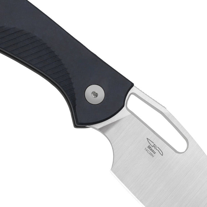 Kizer V3697A1 Masu (14C28N, Drop Point, Satin, Richlite Blue Canyon, Button Liner Lock) Folding Pocket Knife