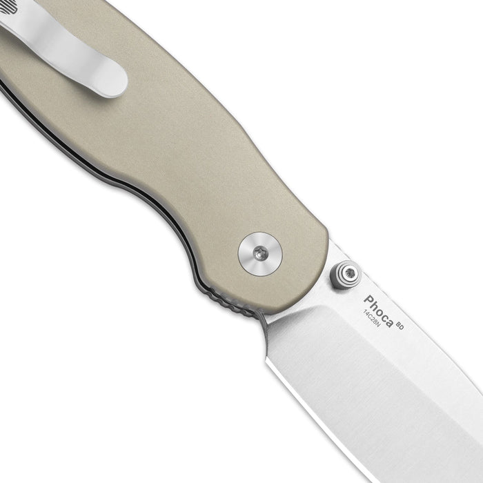 Kizer V3781BDA2 Phoca BD (14C28N, Drop Point, Satin, Aluminum, Button Liner Lock) Pocket Knife