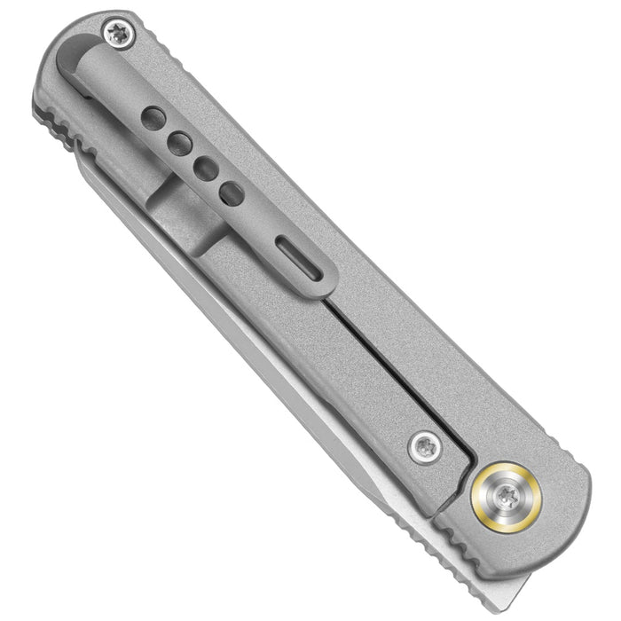 Kizer ZX-3499.2A1 Feist 2x Series (M390, Stonewashed, Titanium, Reverse Tanto) Pocket Knife