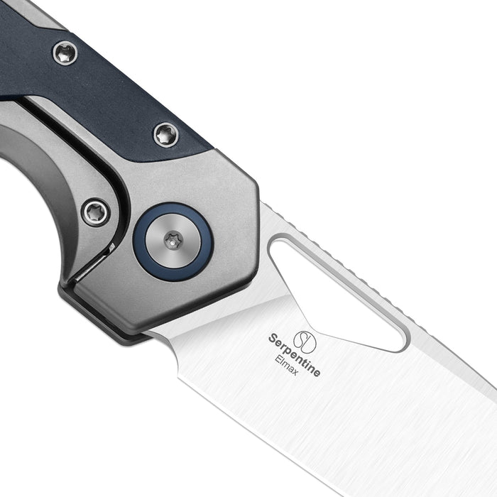 Kizer Ki3759FDA3 Serpentine (M390, Drop Point, Satin, Titanium/Blue Richlite) Pocket Knife