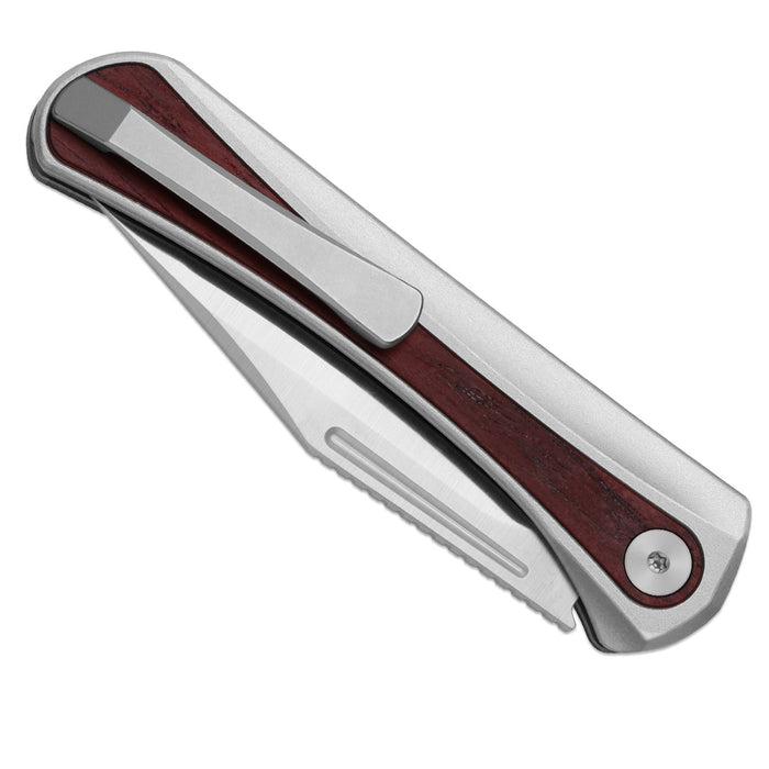 Kizer Ki3732A2 Melody (S35VN, Clip Point, Satin, Aluminum & Panama Rosewood, Slip Joint) Folding Pocket Knife