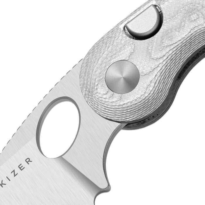 Kizer V2742A11 Microbe (14C28N, Drop Point, Satin, Glass Fiber, Button Liner Lock) Pocket Knife