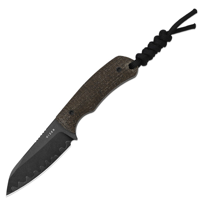 Kizer 1135A1 Field Mouse (CPM 3V, Sheepsfoot, Black Coating, FatCarbon Camo Gold) Fixed Blade Knife