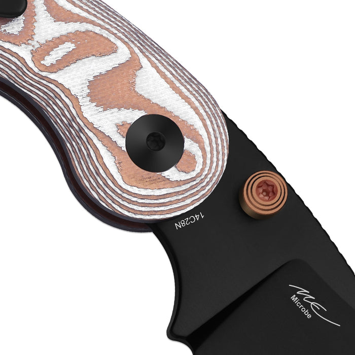 Kizer V2742A12 Microbe (14C28N, Drop Point, Black PVD, Glass Fiber, Button Liner Lock) Pocket Knife