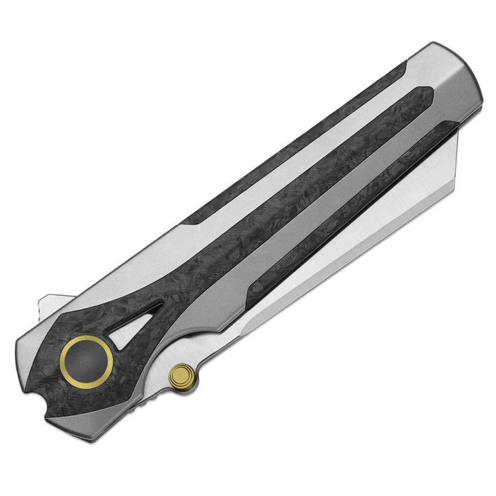 Kizer Ki3795A2 Staff (S45VN, Reverse Tanto, Satin, Titanium & Carbon Fiber, Frame Lock) Folding Pocket Knife