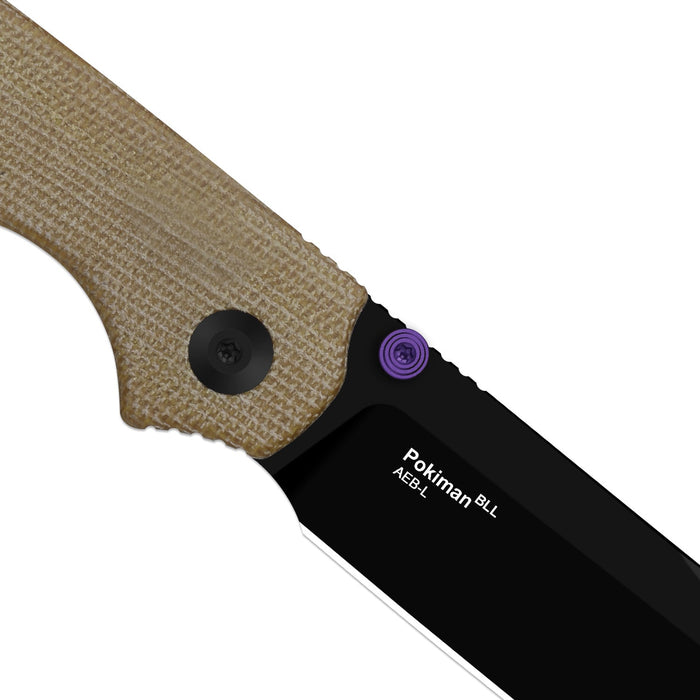Kizer V3789BDA1 Pokiman BLL (AEB-L, Drop Point, Black PVD Coating, Micarta, Button Liner Lock) Folding Pocket Knife
